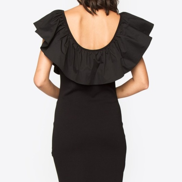 LBD Pollie Ruffle Sleeve Black Dress - Picture 4 of 5